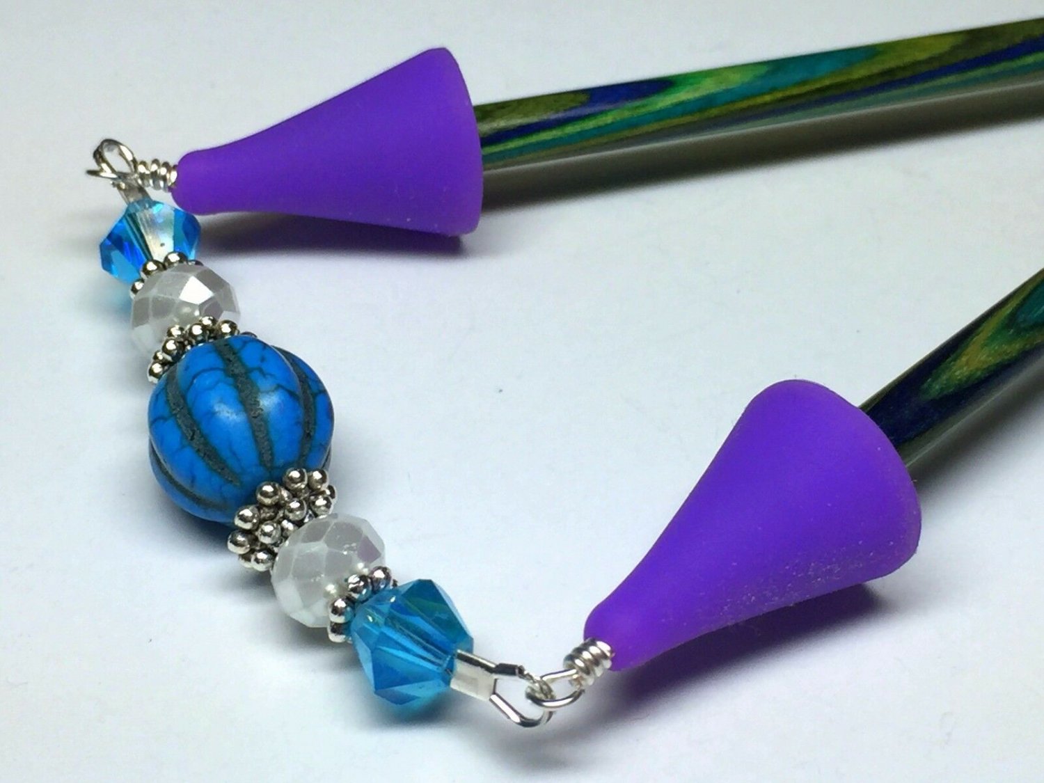 Blue Melon Knitting Needle Point Protector- Handmade Stitch Holder Jewelry