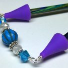 Blue Melon Knitting Needle Point Protector- Handmade Stitch Holder Jewelry