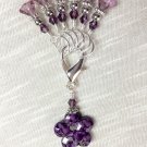 Snag Free Purple Stitch Markers And Flower Clip Holder For Knitting