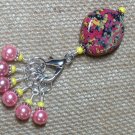 Hand Crafted Stitch Markers for Knitters (SNAG FREE) with Pink & Yellow Holder