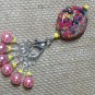 Hand Crafted Stitch Markers for Knitters (SNAG FREE) with Pink & Yellow Holder