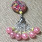 Hand Crafted Stitch Markers for Knitters (SNAG FREE) with Pink & Yellow Holder