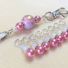 Pink Beaded Stitch Marker Set with Lanyard (SNAG FREE)