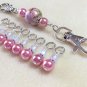 Pink Beaded Stitch Marker Set with Lanyard (SNAG FREE)