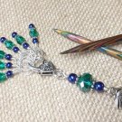 Beaded Stitch Markers (SNAG FREE) with Seashell Clip Holder- 6 Markers, 1 Holder