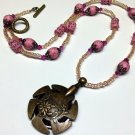 Beaded Yarn Cutter Pendant Necklace- Matte Pink Knitting Jewelry