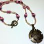 Beaded Yarn Cutter Pendant Necklace- Matte Pink Knitting Jewelry