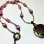 Beaded Yarn Cutter Pendant Necklace- Matte Pink Knitting Jewelry
