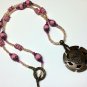 Beaded Yarn Cutter Pendant Necklace- Matte Pink Knitting Jewelry