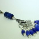 Handmade Blue Beaded Stitch Marker Set with Lanyard (SNAG FREE)