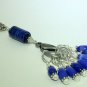 Handmade Blue Beaded Stitch Marker Set with Lanyard (SNAG FREE)