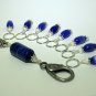 Handmade Blue Beaded Stitch Marker Set with Lanyard (SNAG FREE)