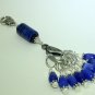 Handmade Blue Beaded Stitch Marker Set with Lanyard (SNAG FREE)