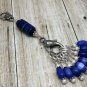 Handmade Blue Beaded Stitch Marker Set with Lanyard (SNAG FREE)