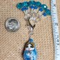 SNAG FREE Turquoise Blue Crystal Stitch Markers & Russian Doll Clip Holder-