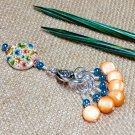 SNAG FREE Mother Of Pearl Stitch Markers & ButterflyClip Holder- Knitting Tools