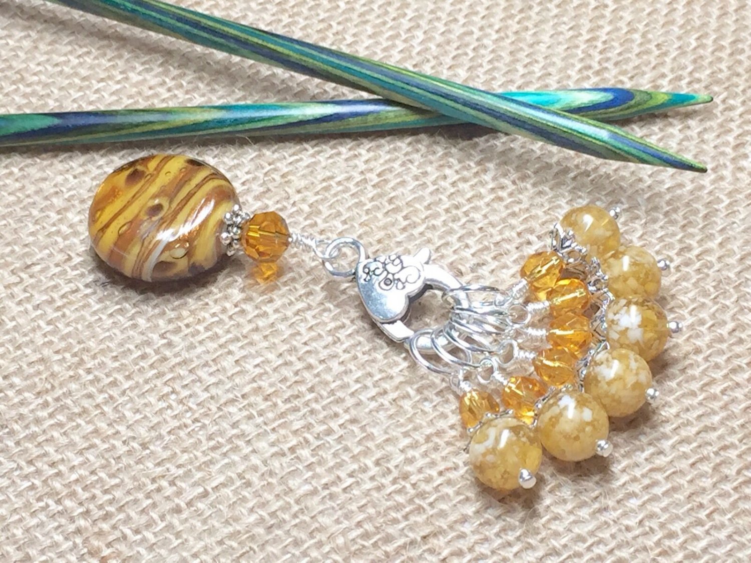 Snag Free Knitting Stitch Markers &  Butterscotch Clip Holder- Gift For Knitters