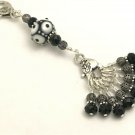 Stitch Markers with Black Knitting Lanyard- SNAG FREE- Black Crystals