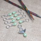 Handmade Knitting Stitch Marker Set (SNAG FREE)- Set of 9- Mint Green Angel
