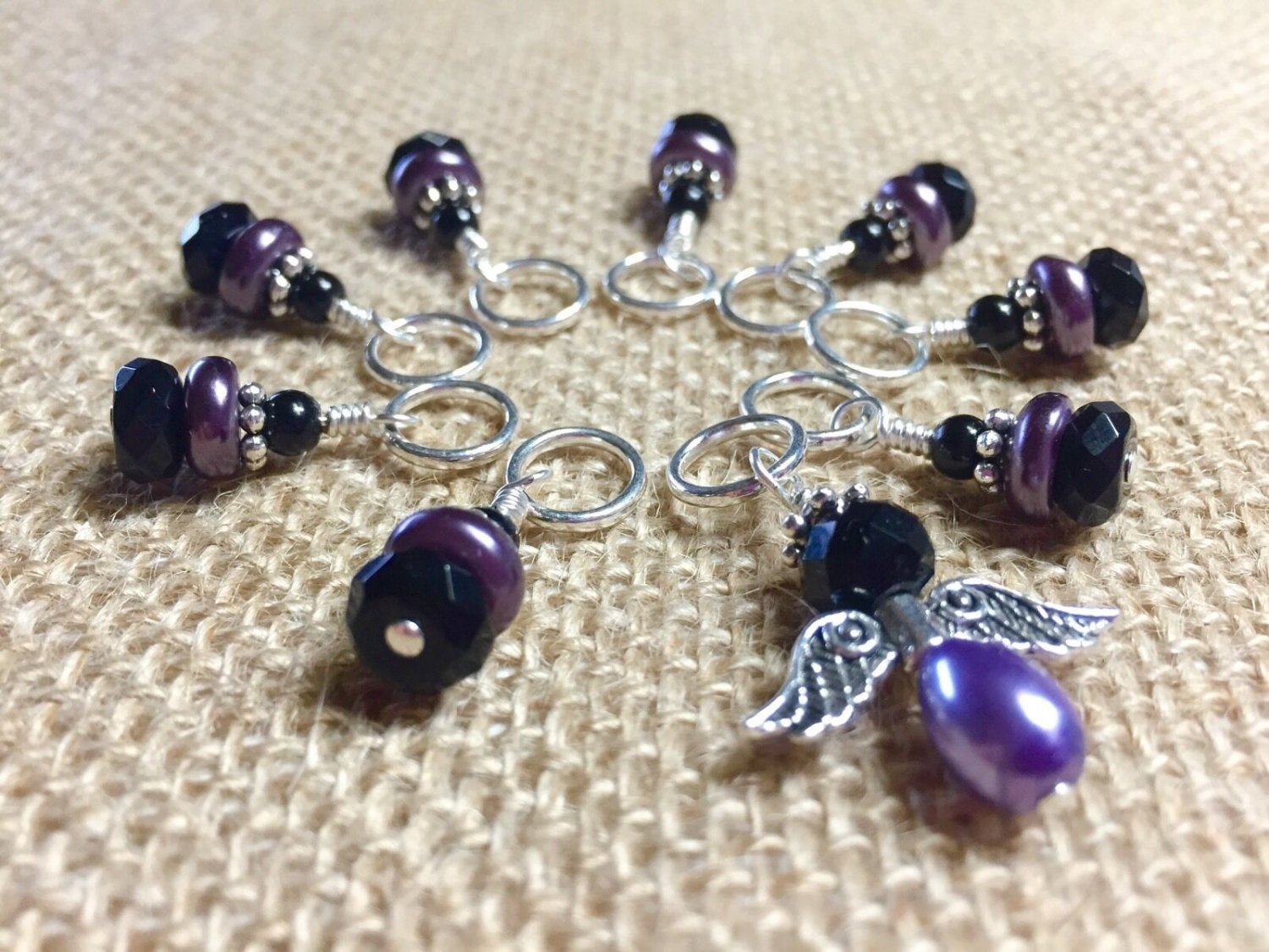 Handmade Knitting Stitch Marker Set (SNAG FREE)- Set of 9- Angel