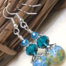 Handmade Beaded Dangle Earrings, Blue Earrings, Casual Jewelry