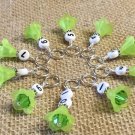 1-10 Row Counter Stitch Markers - Number Markers For Knitting - Green Flowers