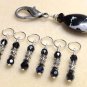 Beaded Crystal Knitting Stitch Markers (SNAG FREE) with Cow Print Clip Holder