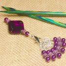 6 SNAG FREE Purple Knitting Stitch Markers AND Holder - Great Gift For Knitters