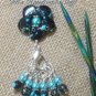Handmade Knitting Stitch Marker Charms (SNAG FREE) - Aqua Splash Flower Holder