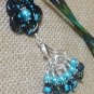 Handmade Knitting Stitch Marker Charms (SNAG FREE) - Aqua Splash Flower Holder