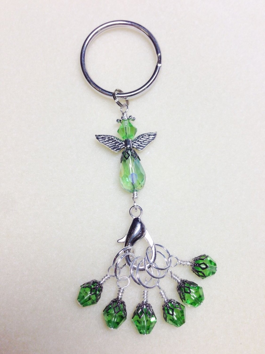 Beaded Stitch Marker Keychain- Angel- Knitting Markers