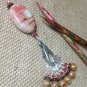 Handmade Pink & Brown Stitch Marker Set (SNAG FREE) & Clip Holder- Knitting Tool