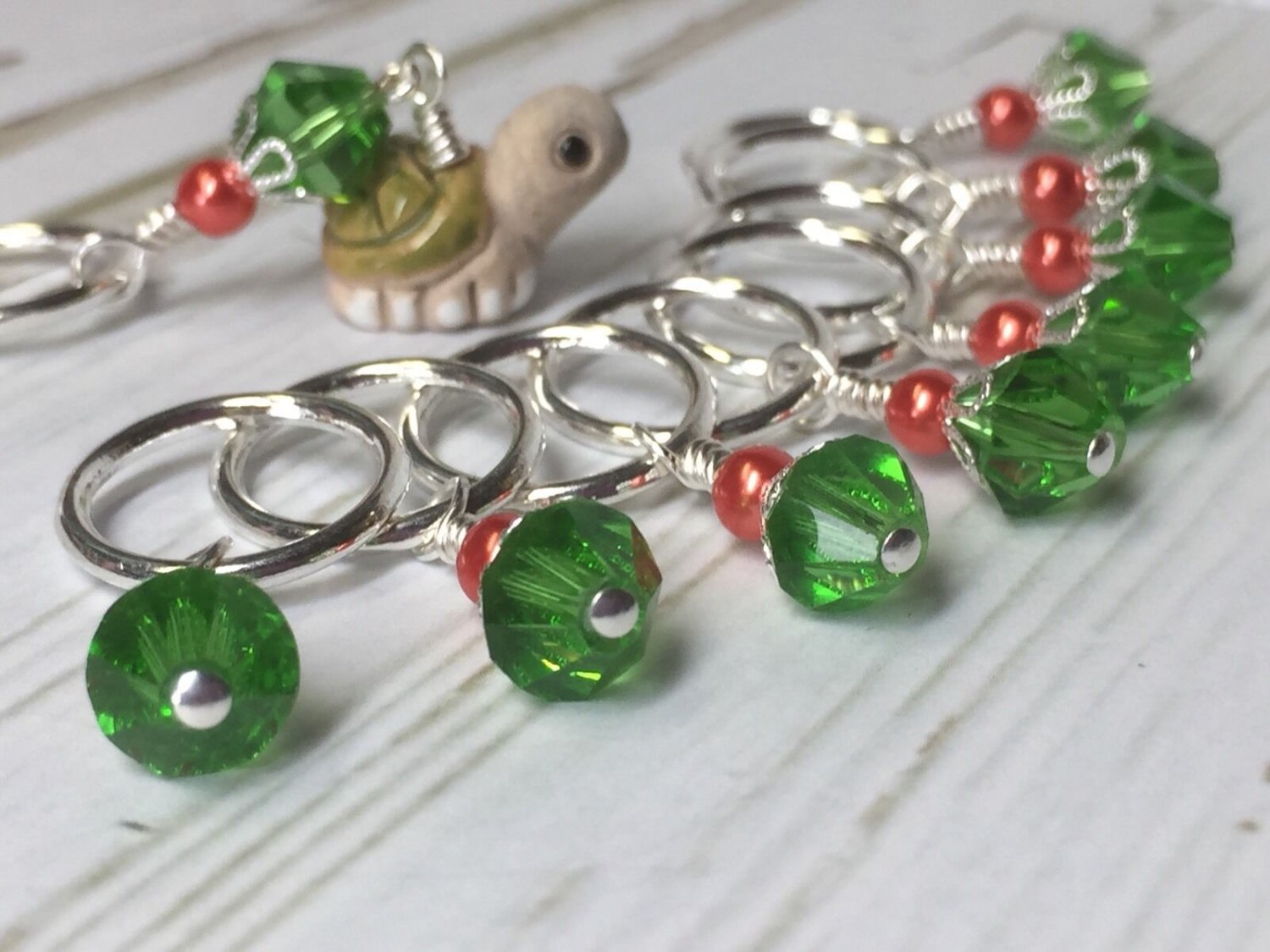 Beaded Knitting Stitch Markers (SNAG FREE)- Turtle 2
