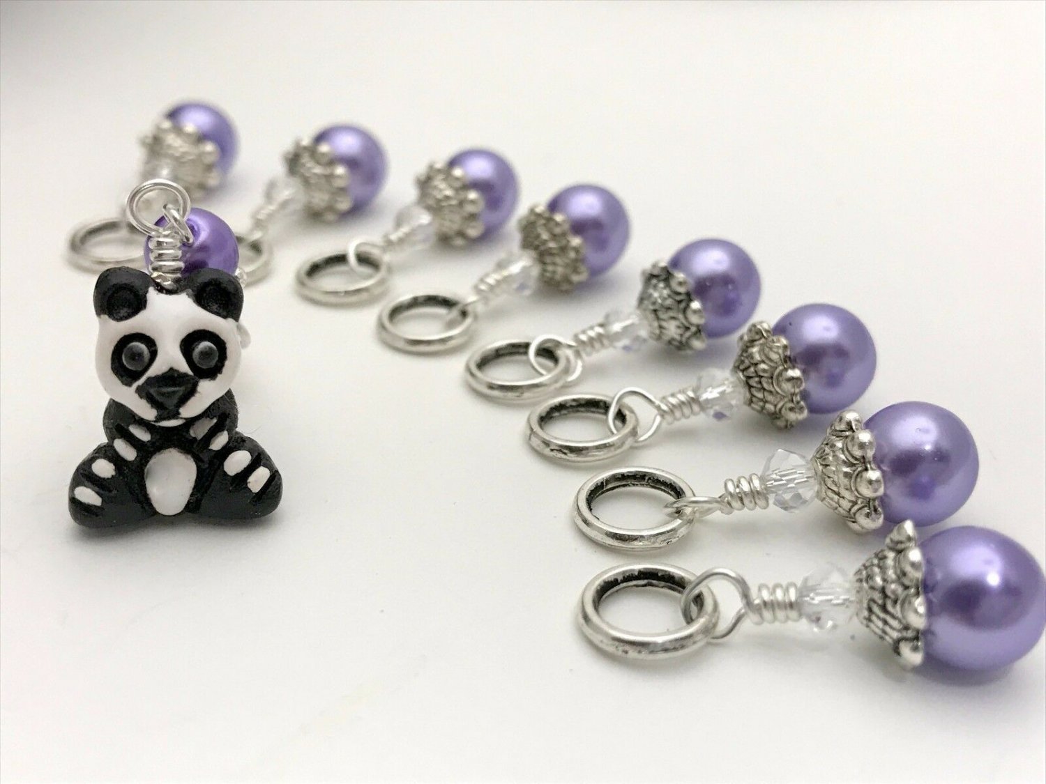 Handmade Knitting Stitch Markers (SNAG FREE)- Panda Bear