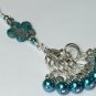 8 Stitch Markers(SNAG FREE) w/ Peacock Blue Flower Lanyard For Your Knitting Bag