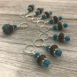 Snag Free Beaded Stitch Marker Set for Knitting | Blue Brown