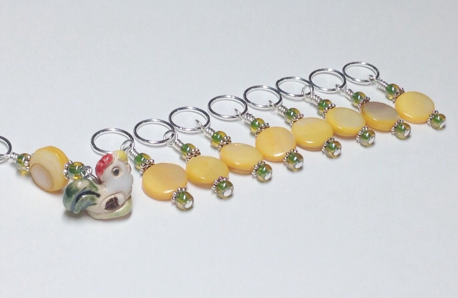 Handmade Beaded Knitting Stitch Markers (SNAG FREE)- Barnyard Rooster