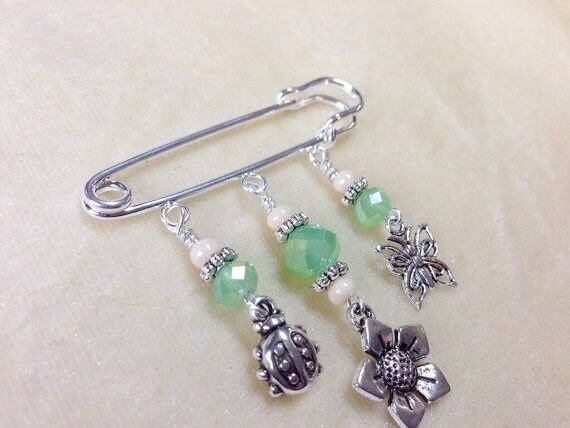Handmade Kilt Style Garden Beaded Scarf or Shawl Pin- Accessorize Anything