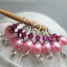Pink Pearl Small Needle Beaded Stitch Markers (SNAG FREE)- For Sock Knitters