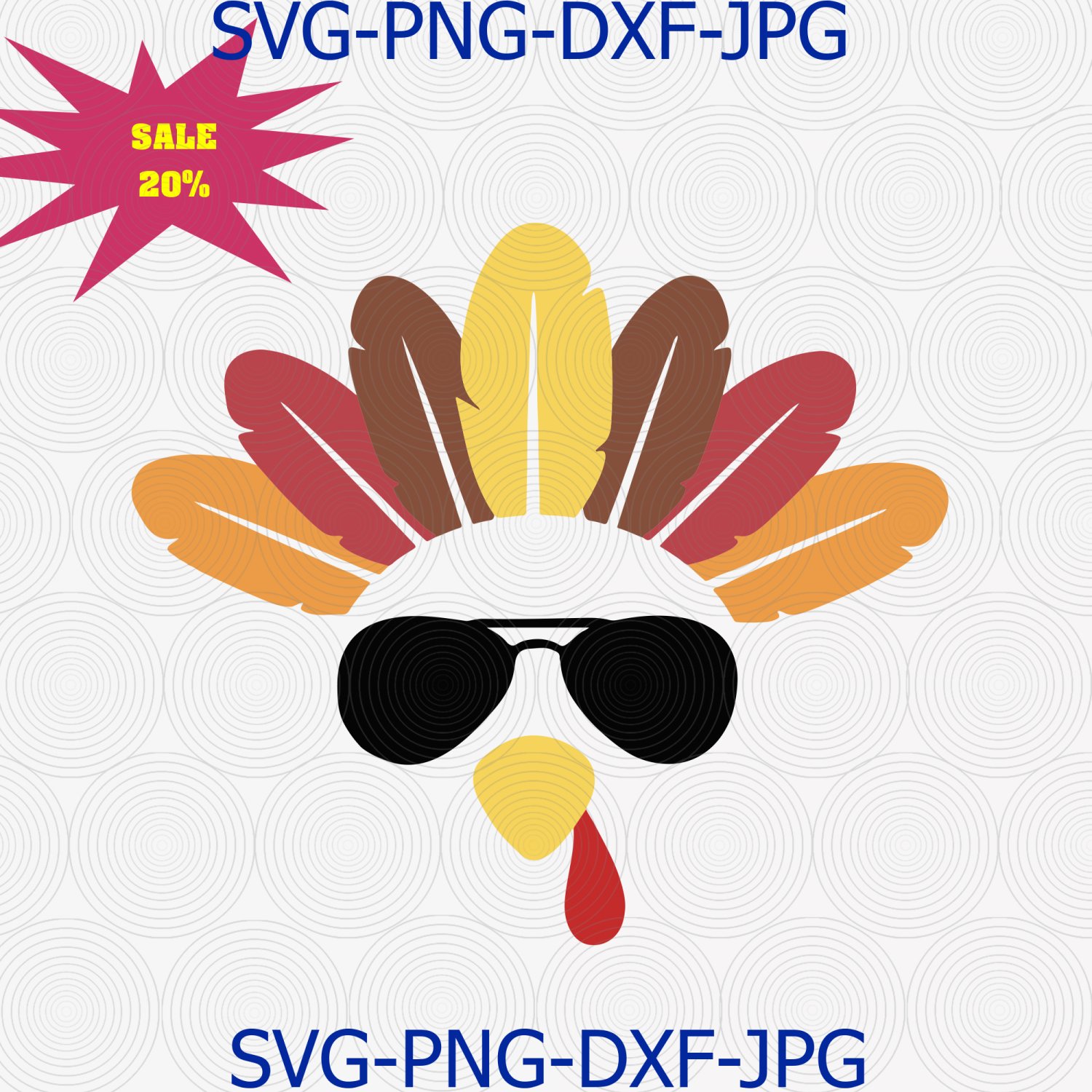 Download Turkey with glasses Svg, Turkey face svg for Cricut Silhouette Iron on, Thanksgiving SVG