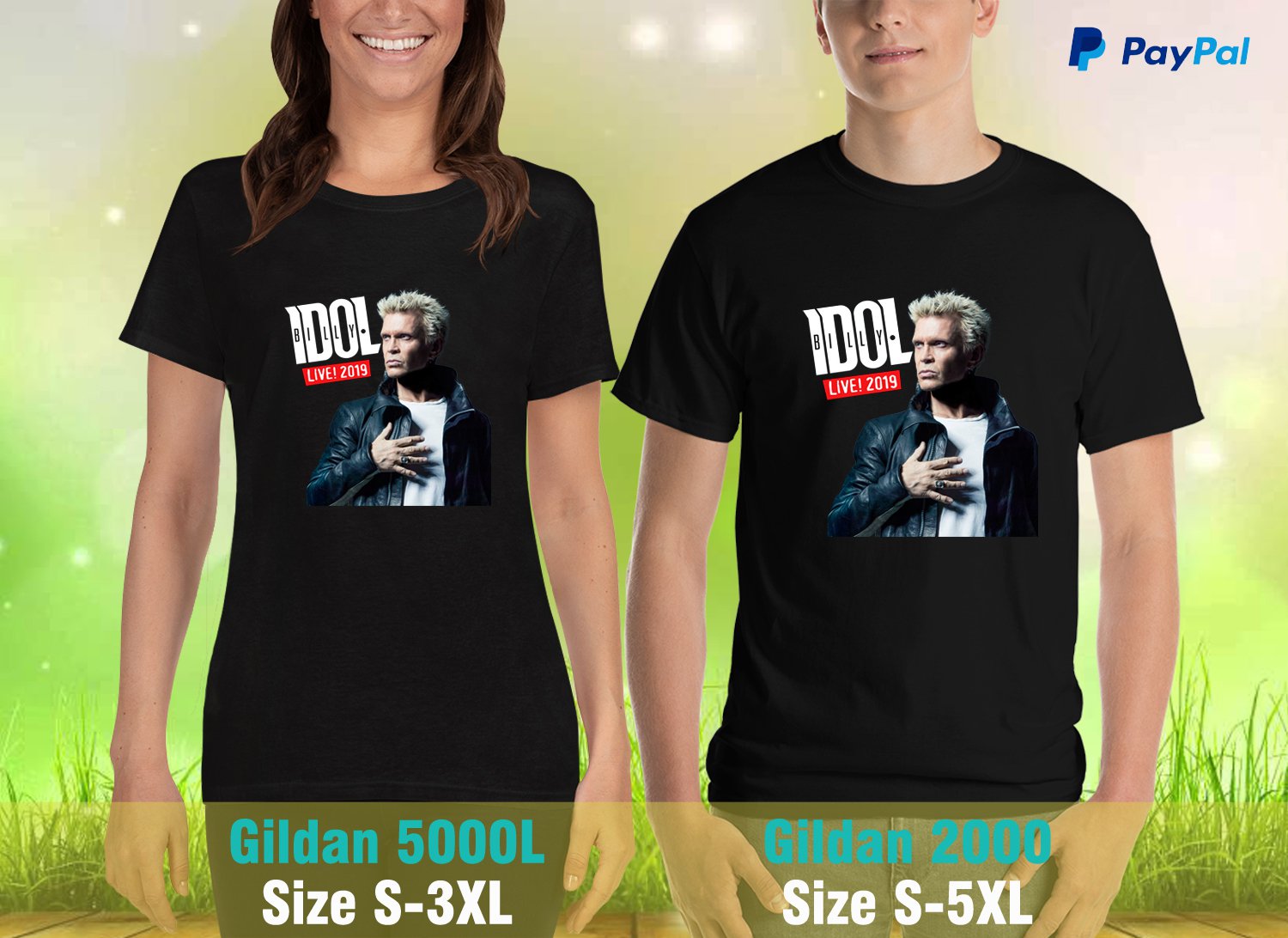 billy idol Tour 2019 1 side black t shirt