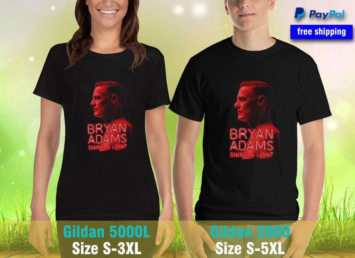 bryan adams shine a light Tour 2019 1 side black t shirt