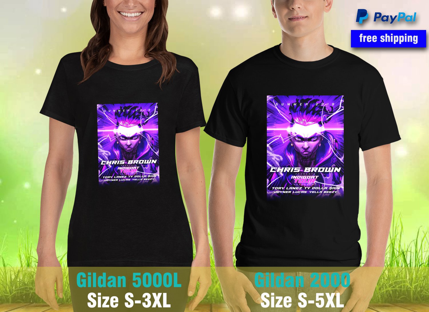 chris brown indigoat tour 2019 1 side black t shirt