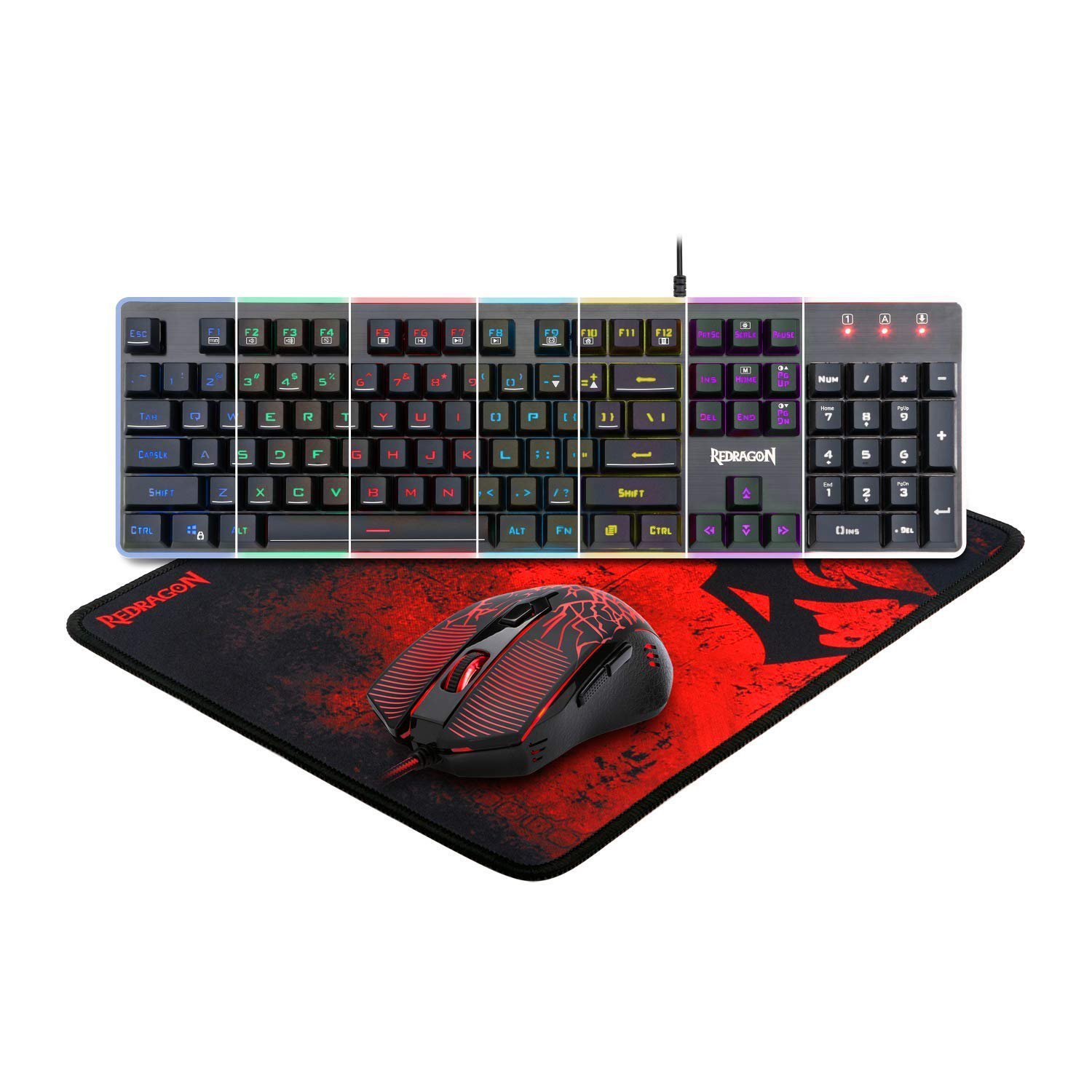 Redragon S107 PC Gaming Keyboard and Mouse Combo & Large Mouse Pad, Mechanical Feel RGB