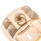 Limited Time Hermès Collier de Chien Diamond 18k Rose Gold Large Cuff Bracelet