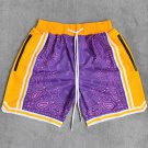 Los Angeles Lakers Basketball Shorts with Pockets Yellow Stitched S-3XL