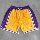 Los Angeles Lakers Basketball Shorts with Pockets Yellow Stitched S-3XL