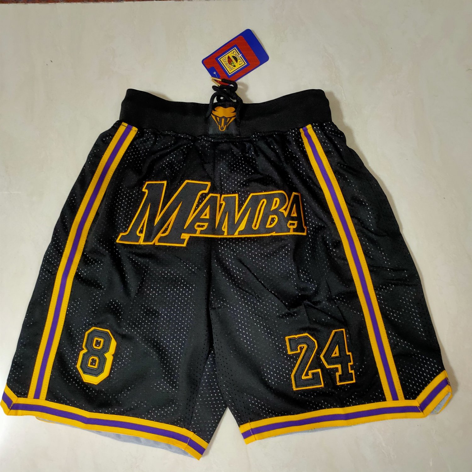 Kobe Bryant 8 24 Lakers Mamba Black Basketball Shorts All Stitched