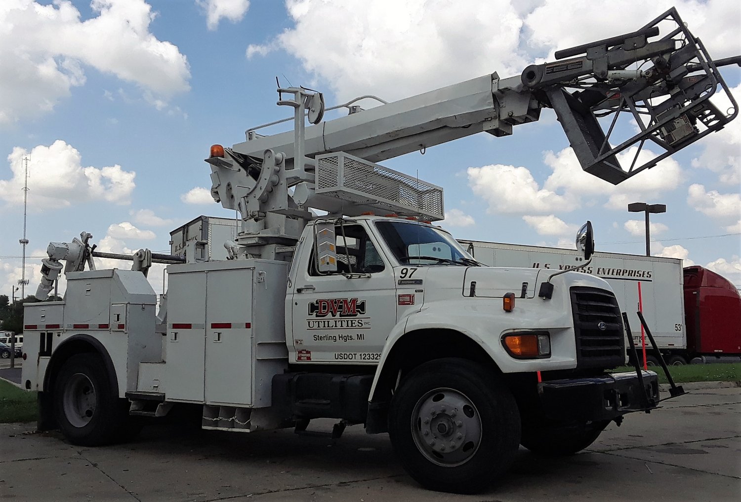 Ford F800 Altec Ap45 Cable Placer Bucket Reel Truck