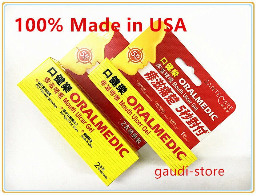Oralmedic Mouth Ulcer Gel Treatment 1/2 Treatments 100 Made in USA